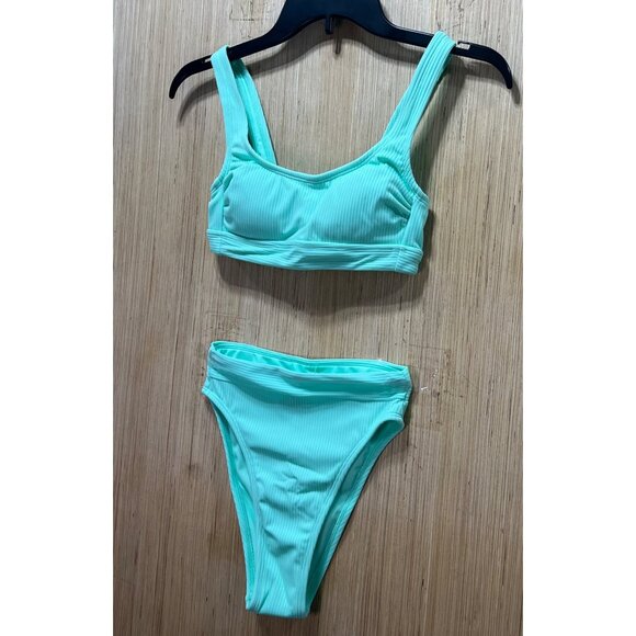 Stoney Clover Ln - Women's High-Waisted Two Piece Bikini In Light - Green - XXS - Picture 15 of 16